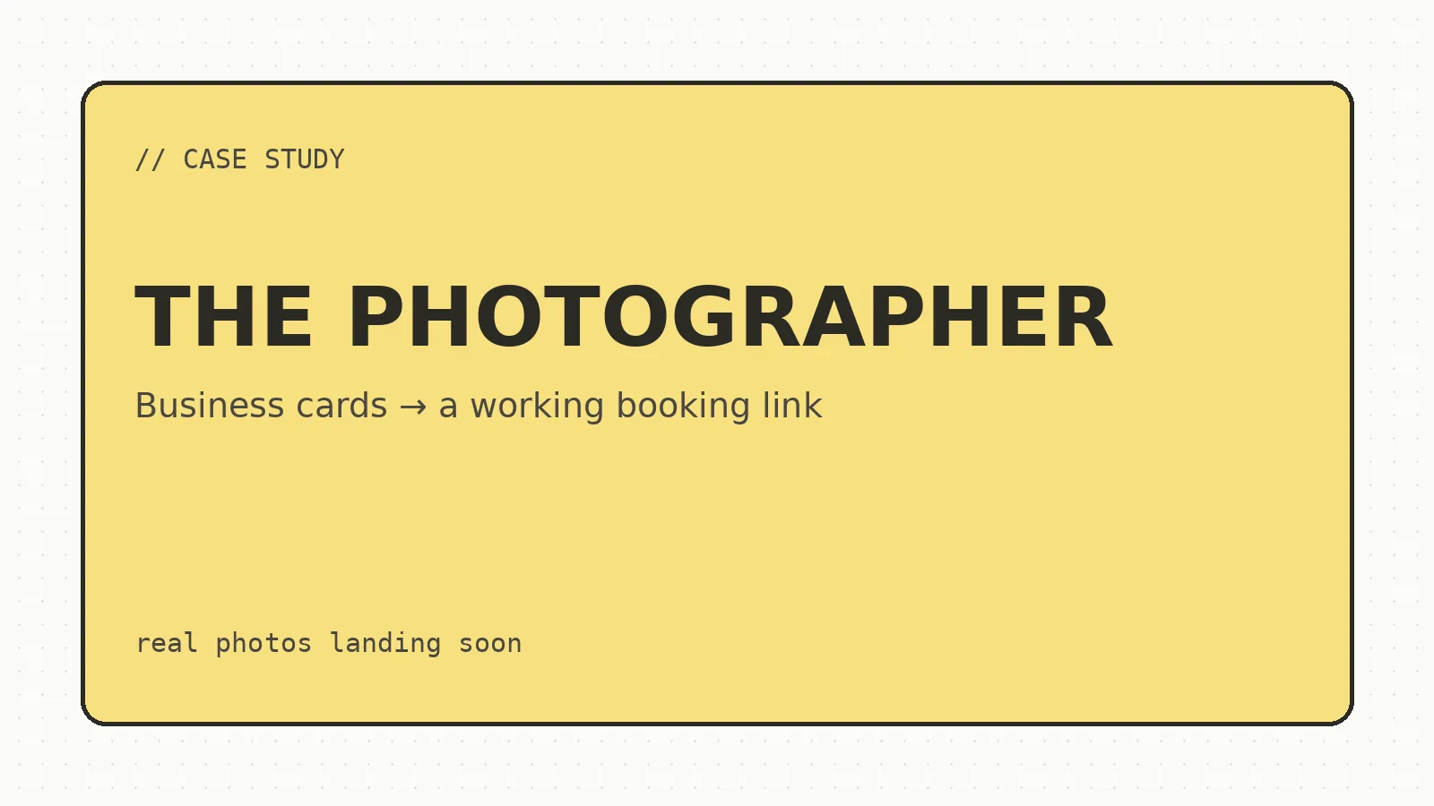 Photographer one-page website case study